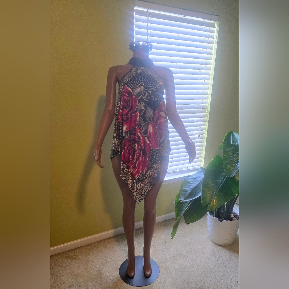 Monaco Black and Red Halter Mini Dress